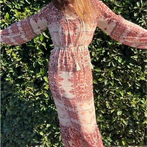 MOSSIMO Bohemian Floral Tiered Maxi Dress Size M